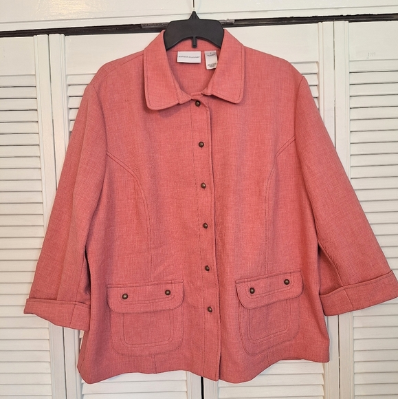 Alfred Dunner Jackets & Blazers - Alfred dunner salmon vtg 3/4 sleeve jacket sz 18 *I